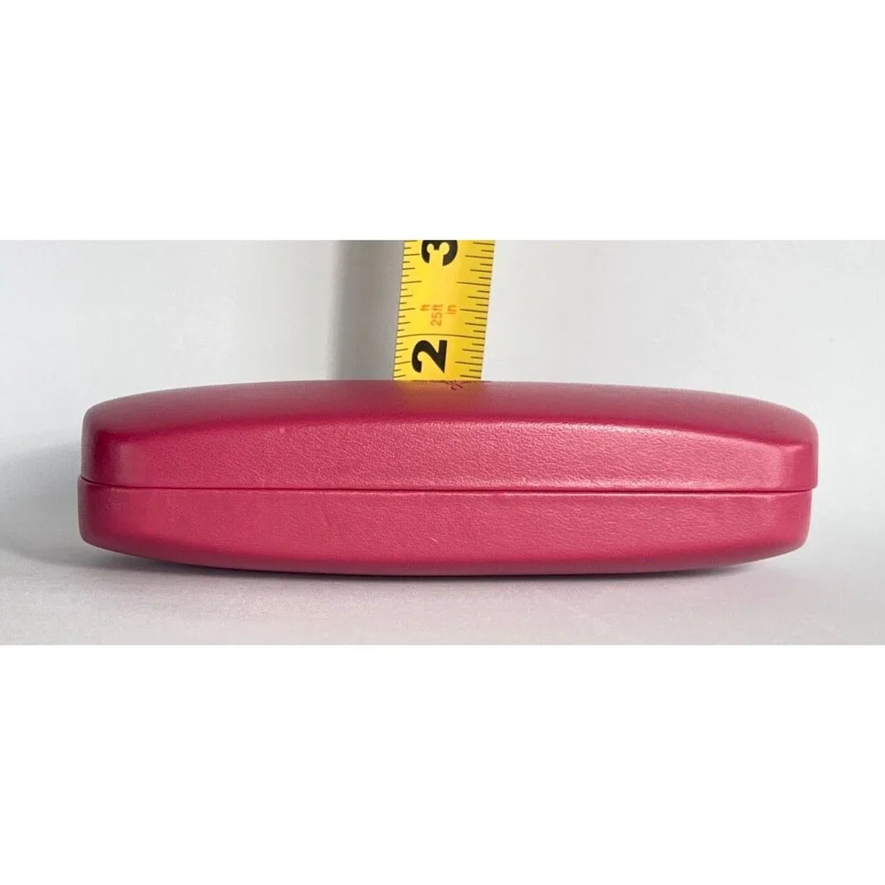 Jenny Lynn Eye Glasses Case Pink Outside Lime Green Inside 6 1/4 x 2 x 1 3/4 in